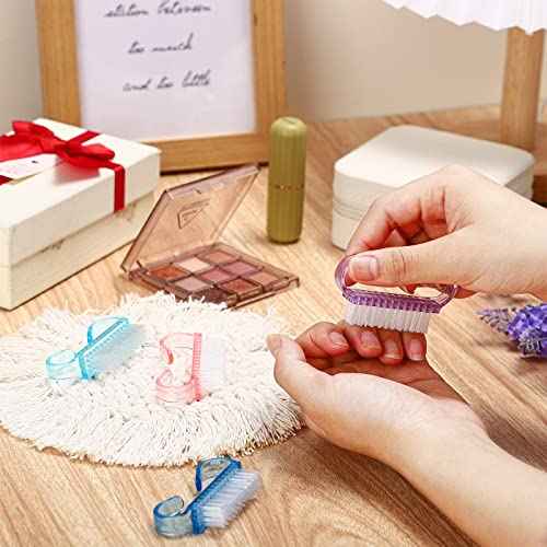 Bokon 400 Pcs Handle Grip Nail Brush Bulk Nail Scrub Brush Nail Brush for Toes and Nails Cleaner, Pedicure Scrubbing tool kit for Men and Women(Multicolor)