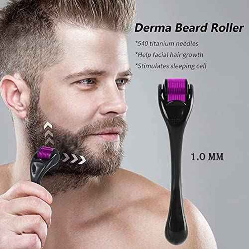 Derma Roller 1.0mm for Face, Body and Scalp - Derma Roller for Men and Women with 540 Micor Roller - Beard Roller for Hair & Beard