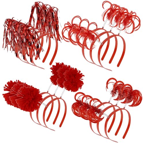 COCIDE 12Pcs Pom Pom Headbands Party Headbands Tinsel Wrapped Ponytails Headbopper Headwear for Birthday Festival