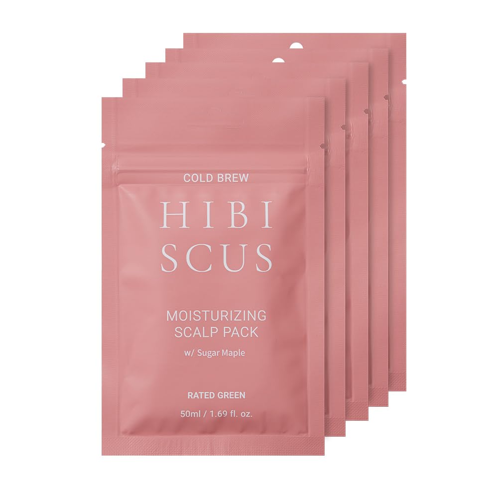 RATED GREEN Cold Brew Hibiscus Moisturizing Scalp Pack w. Sugar Maple | Deep Moisture Mask for Dry Scalp | Silicone-Free, Korean Vegan Formula | 1.69 fl oz (Pack of 5)