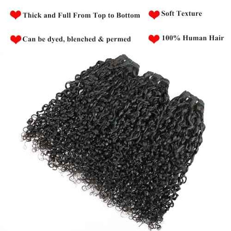 16A Double Weft Pixie Bouncy Curly Human Hair Bundles 22 22 22 Inchs Burmese Curly Human Hair Bundles 3C4A 100% Unprocessed Brazilian Raw Virgin Hair Extensions Quick Weave Extensions Natural Color