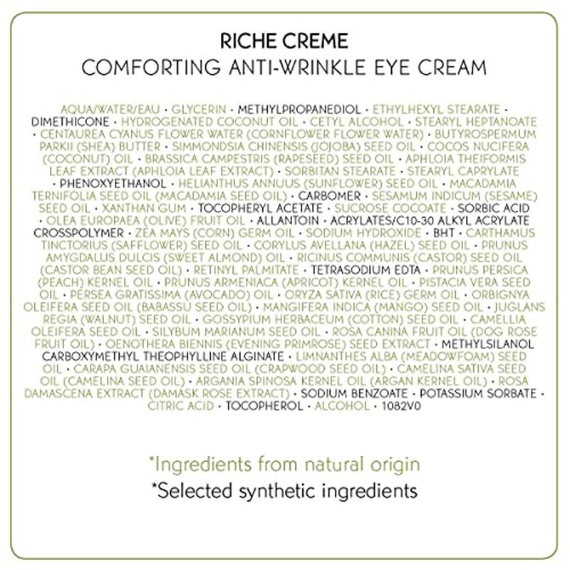 Yves Rocher Eye Cream Riche Cr?me Comforting Anti-wrinkle with precious oils, for Mature Skin + Dry skin, 14 ml tube