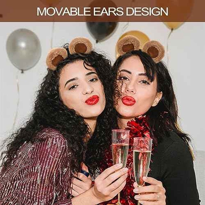 SIOTMERA Bear Ears Headband Brown, Cute Care Movable Hairband Adult with Toddler Animals Costume, Soft Makeup Head Wear for Washing Face Women