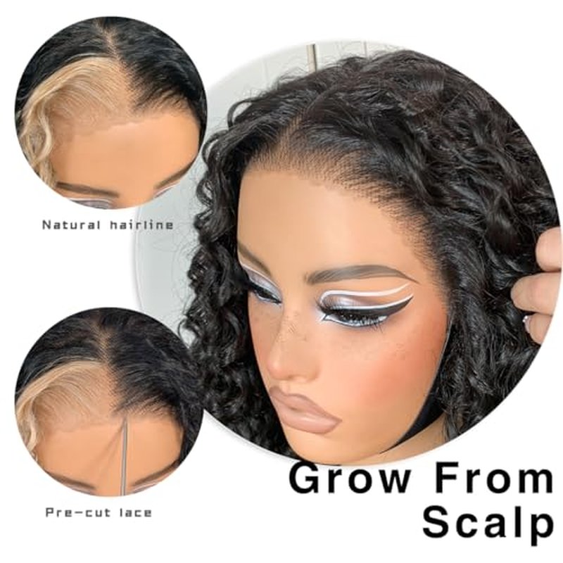 13x6 Skunk Stripe Curly Wig Wear And Go Glueless Wig Pre-Plucked Synthetic Lace Front Wig Pre-Cut Afro Kinky Layred Wig With Natural Hairline 18 Inch
