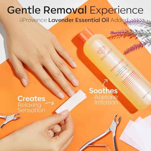 Modelones Acetone Nail Polish Remover, Professional Gel Polish Remover, Nail Glue Remover Natural Formula with Jojoba Oil for Nail Moisturizing & Care, Acrylic Dip Powder Remover(8 FL.Oz.), Lemon
