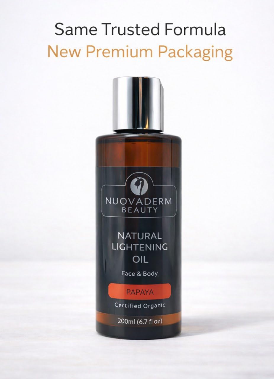NUOVADERM Natural Brightening Oil with Papaya, Vitamin C & Vitamin E | Even Tone, Radiant Glow & Deep Moisture | Face & Body Oil for All Skin Types