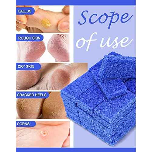 Maryton Disposable Foot Scrubber Pumice Pads, Pedicure Pumice Stone Dead Skin Callus Remover for Feet, 40Pcs (Dark Blue Coarse)