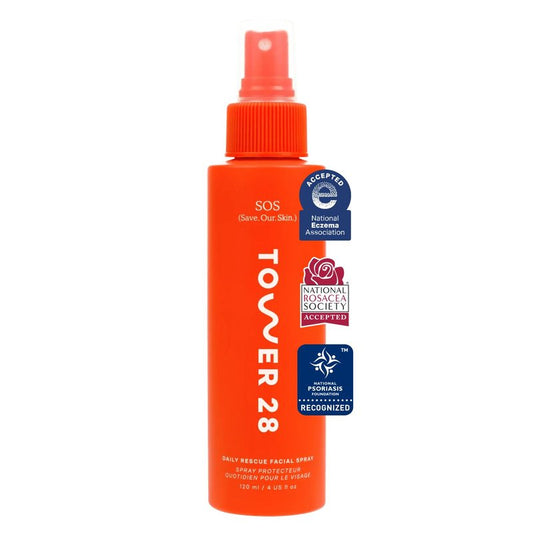 Tower 28 SOS Daily Rescue Facial Spray - Hypochlorous Acid Toner for Redness Relief & Skin Soothing | 4 oz