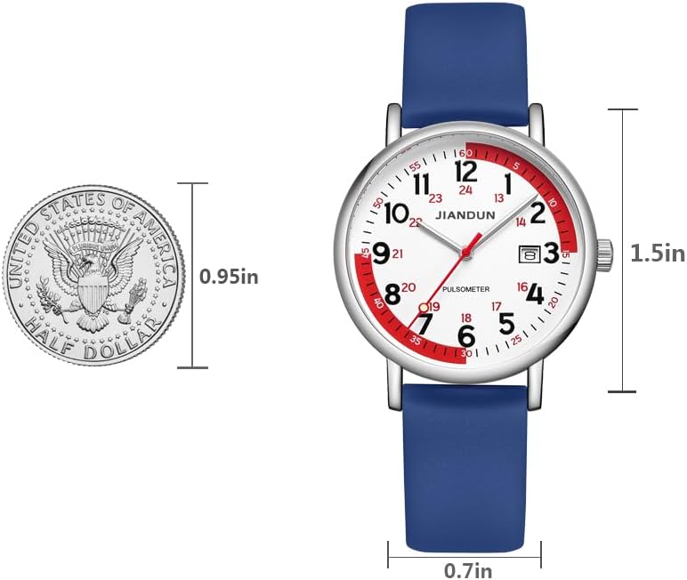 JIANDUN Waterproof Nurse Watch for Medical,Professionals,Students,Women Men, 24 Hour with Second Hand, Military Time Easy to Read Dial
