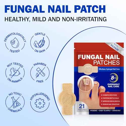 Nail Patches, 8-Hour Overnight Treatment, Fast-Acting Toenail Repair Patches, 21 Count