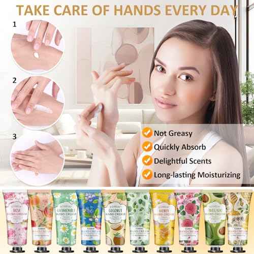 8 Pack Hand Cream Gifts Set for Women, Mini Hand Lotion Travel Size for Dry Cracked Hands, Bulk Hand Cream for Stocking Stuffer, Bridal Shower Favors, Birthday Gifts, Christmas Gifts for Women