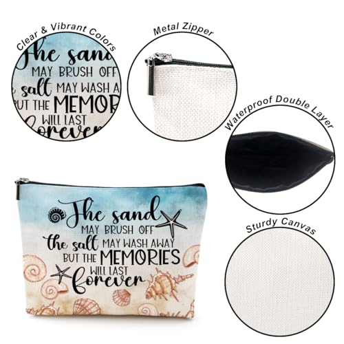 Funny Beach Gifts for Women Cosmetic Bag Travel Ocean Beach Vacation Essentials for Girls, Bestie, Mom, Summer Beaches Lover Makeup Bag Girls Trip Gifts Favors Stuff Birthday Christmas Graduation