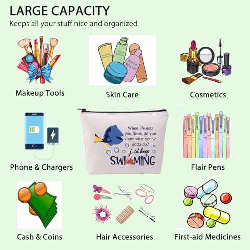 Dory Lover Gift Dory Movie Cosmetic Bag Cartoon Character Lover Gift Dory Fish Fans Gift Animal Ocean Gift (keep swimming)