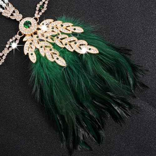 Tongcloud 1920s Flapper Feather Headband Roaring 20s Gatsby Headpiece Women's 1920s Headband Flapper Feather Headpiece