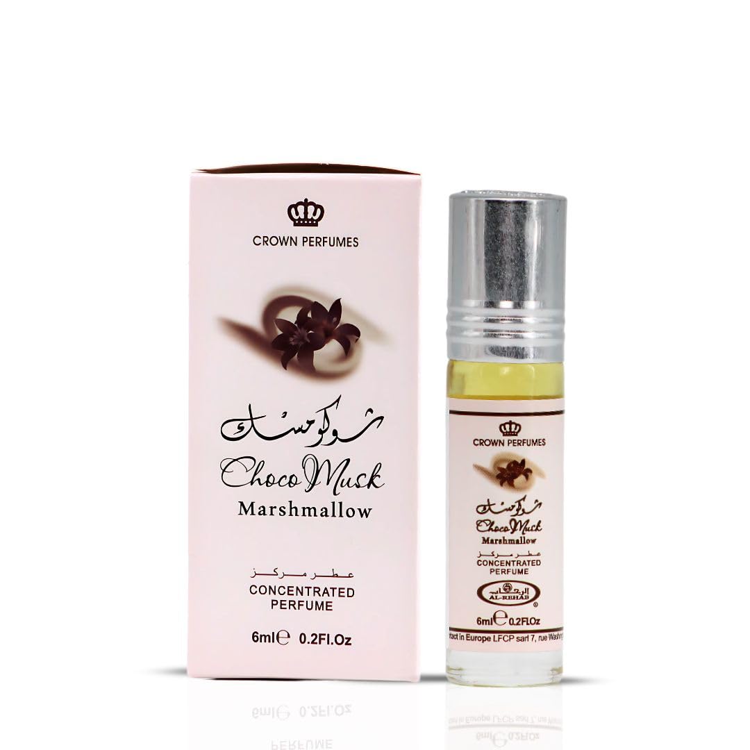 Al-Rehab Choco Musk Marshmallow Perfume Oil Roll-On - 6ml (0.2 oz) | Gourmand Fragrance with Strawberry, Marshmallow & Cocoa | Sweet, Fluffy & Addictive | Arabian Dessert Scent (Box of 6)