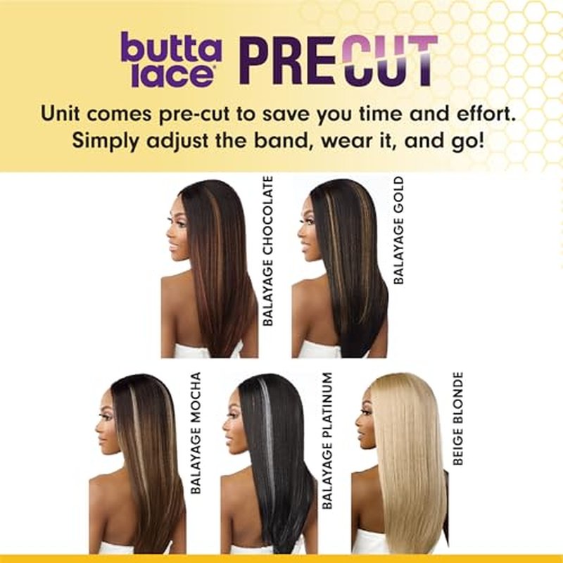 Sensationnel Butta Lace Precut Wigs - Unit 12 Glueless Extra Wide 5 Inch Deep Parting Synthetic Pre Tweezed Smaller Knot Hairline (1 JETBLACK)