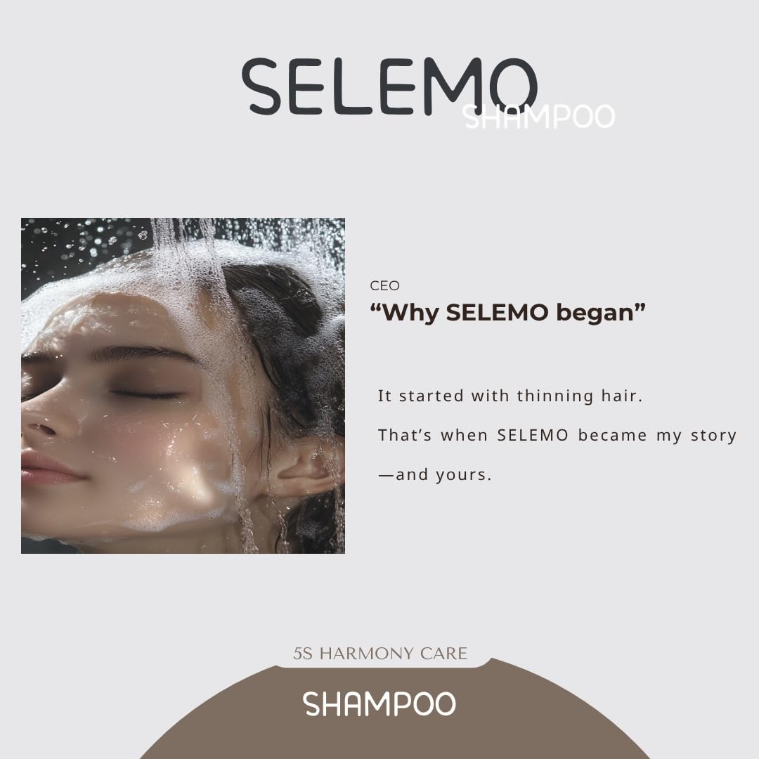 SELEMO 5S Harmony Scalp Balancing Shampoo for Dry, Stressed Scalps, Strengthens Hair to Minimize Breakage, Sulfate & Silicone-Free, Natural Herbal Scent - 300ml
