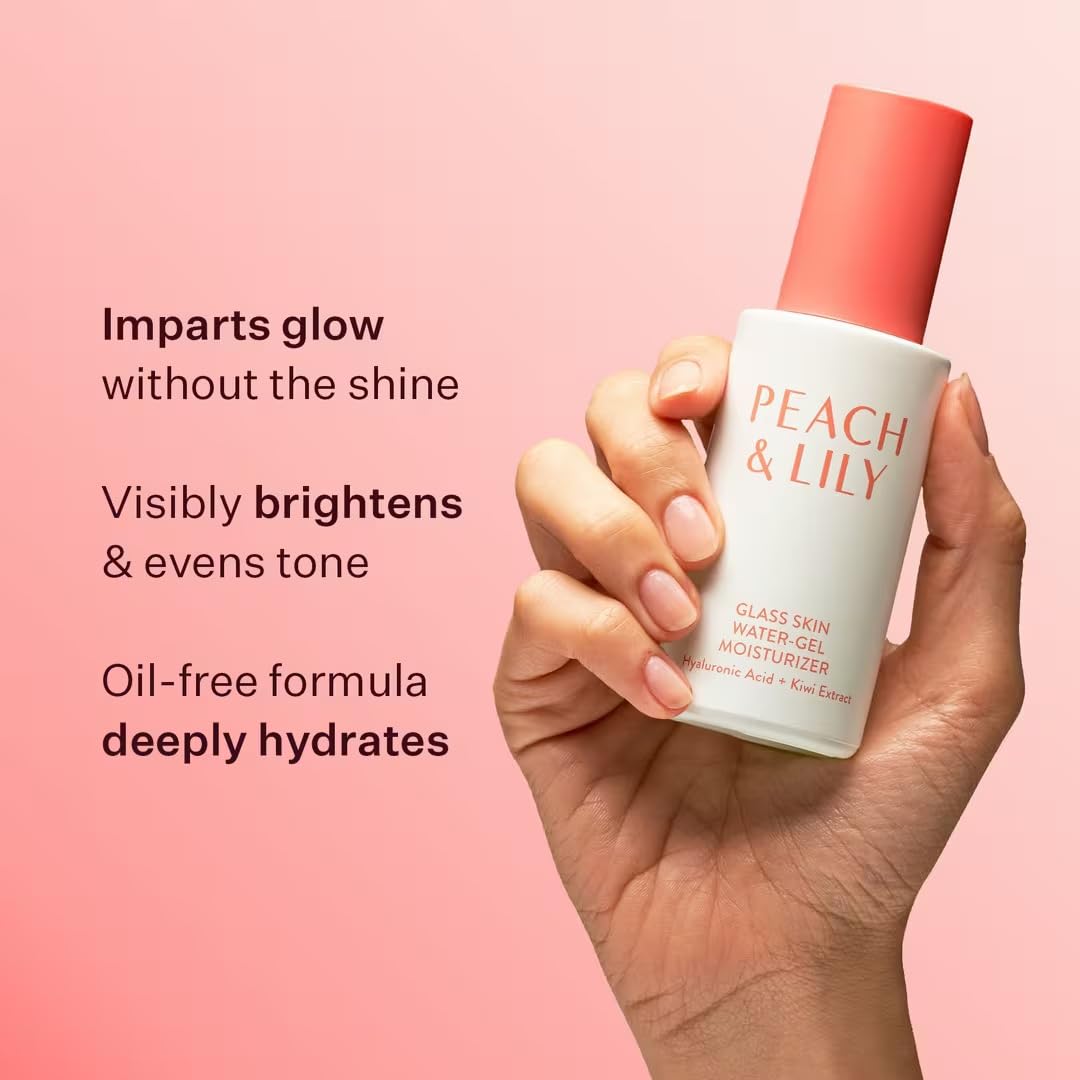 Peach & Lily - Glass Skin Water-Gel Moisturizer (1.69 ounces) - Hyaluronic Acid - Face Moisturizer - Lightweight & Oil Free - Chamomile, Kiwi, & Peach - Self Care - Vegan, Cruelty Free - Korean Beauty