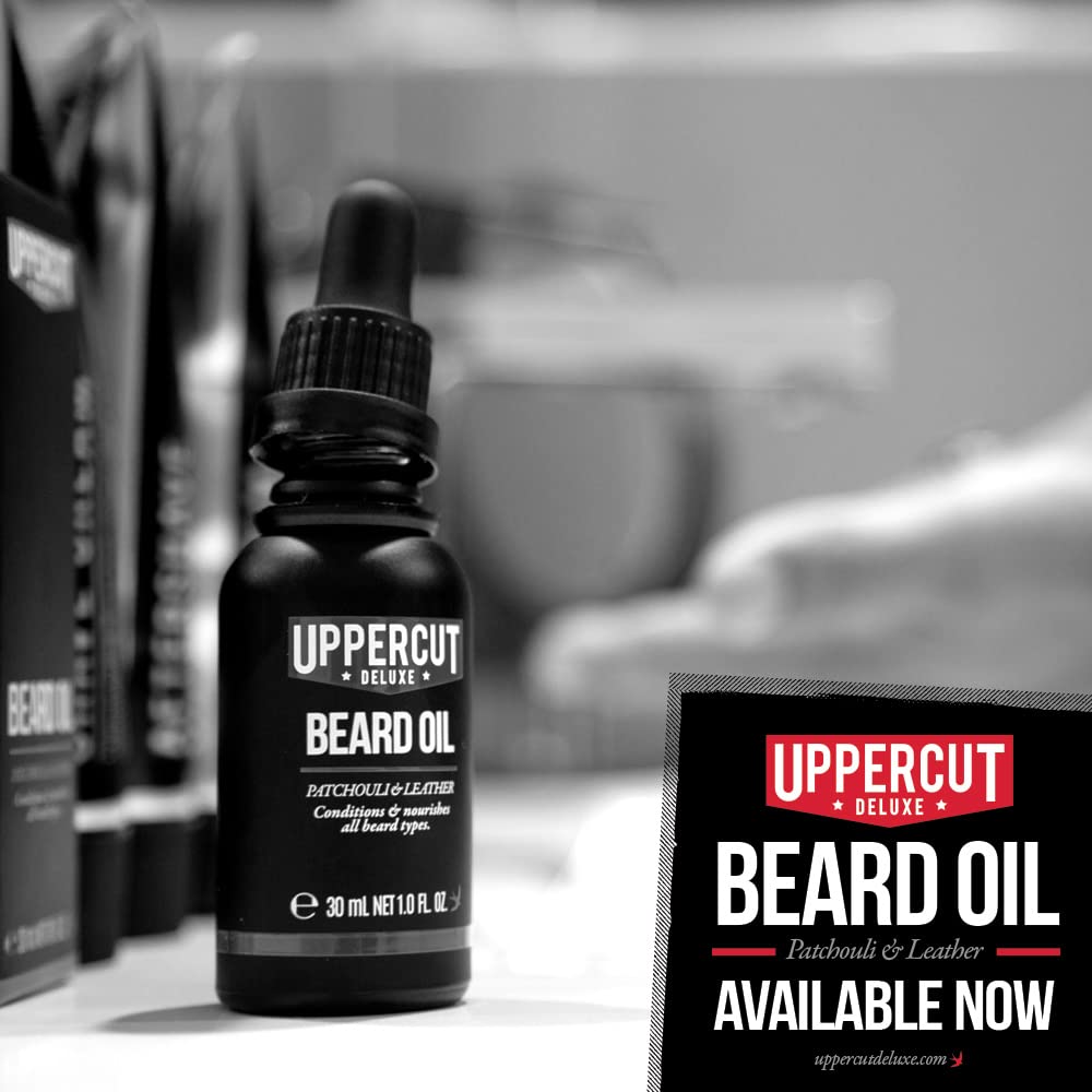 UPPERCUT DELUXE Conditioning Beard Oil, Patchouli & Leather Scent, 1 fl. oz. (Pack of 2)