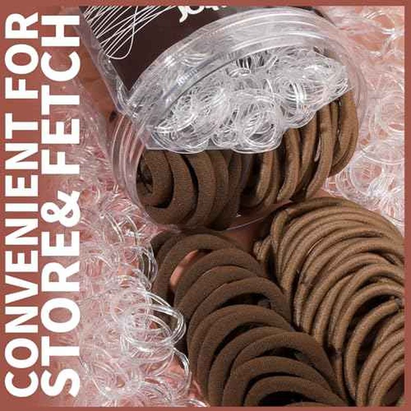Teenitor Hair Accessories Kit for Woman & Girls: 500pcs Elastic Hair Bands; 30pcs Ponytail Holders, 30pcs Seamless Thick Hair Bands; 40pcs Bobby Hair Pins (Brown)