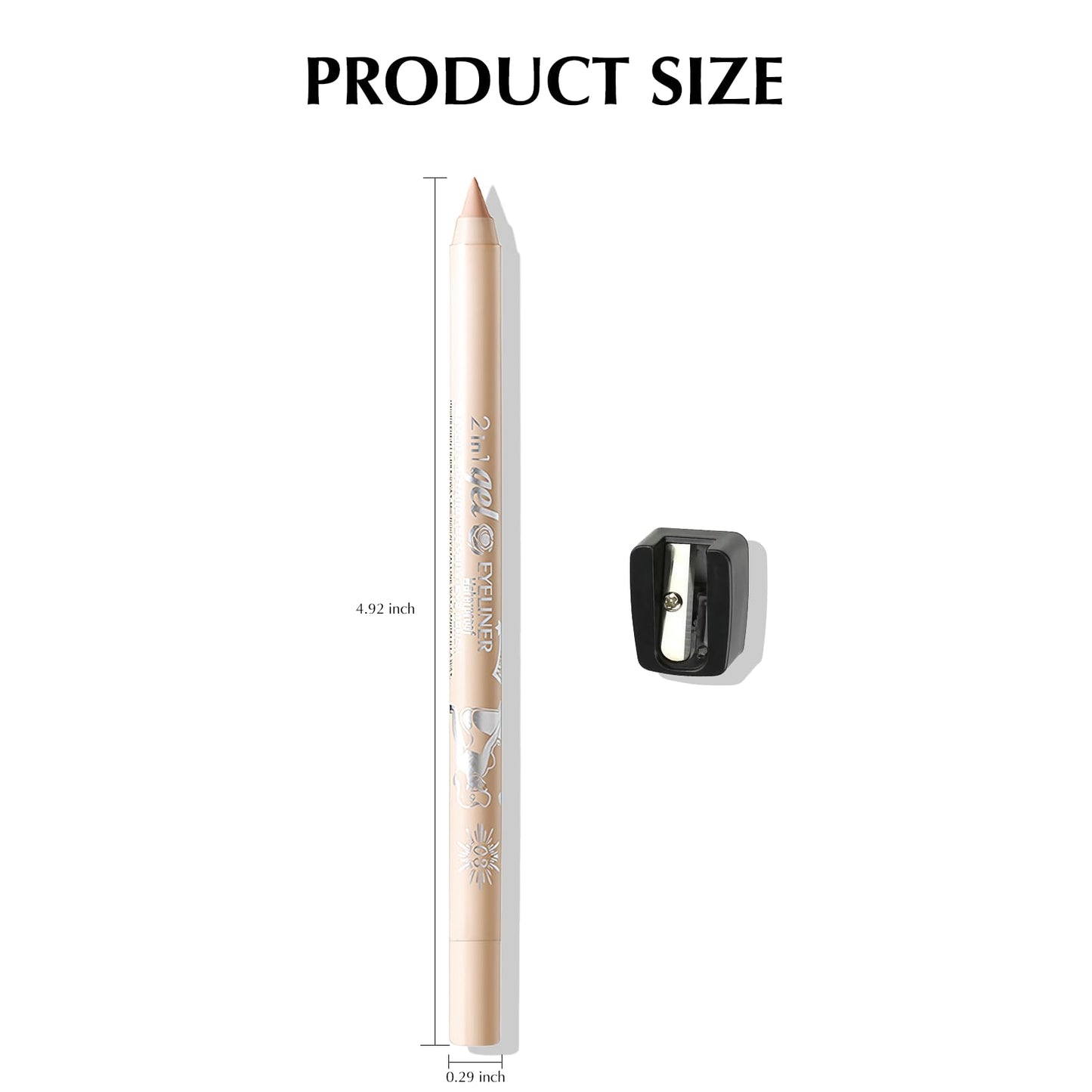 Wugbc Nude Gel Eye Liner Pencil, Cream Shimmer Eye Brightener Stick Waterproof Smudge-proof White Champagne Pink Highlighter Pen Makeup Set for women