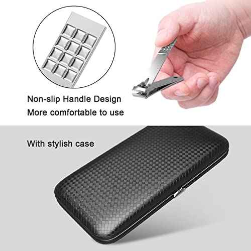 Manicure, Pedicure Kit, Nail Clippers, Professional Grooming Kit, Nail Tools with Luxurious Travel Case, Set of 12 ¡¦ (nail clippers 12pcs)