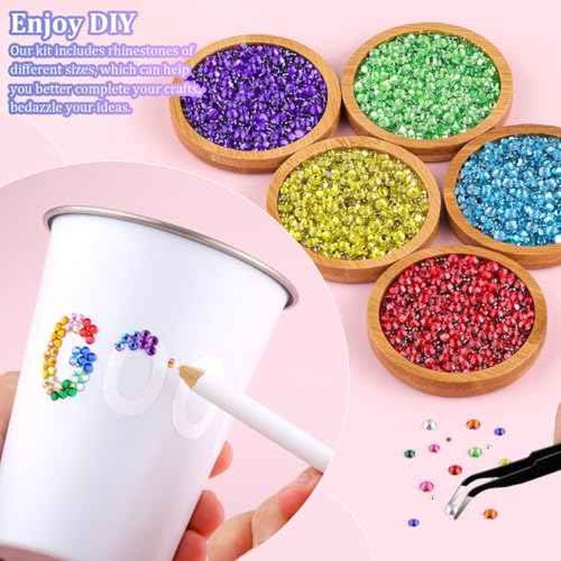 30000Pcs Resin Rhinestones for Crafting, Multicolor 2/3/4mm Flacktback Gems with 3Pcs B7000 Jewelry Glue, Bedazzling Crystal for DIY Crafts Clothing Tumblers Mugs Shoes Fabric Nail Art