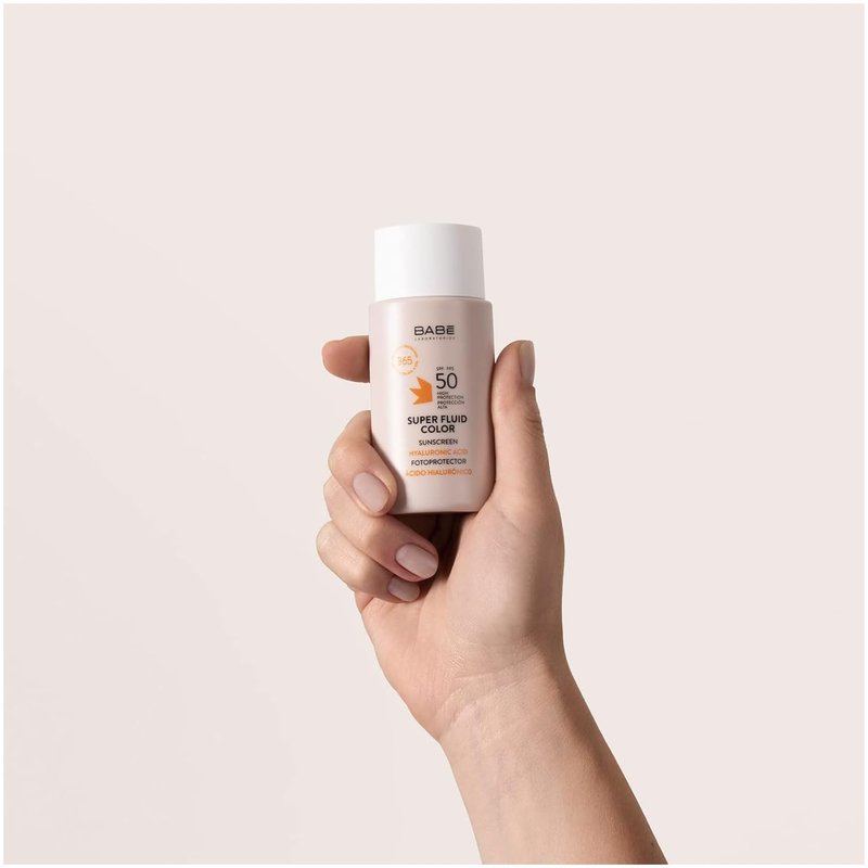 Babe Super Fluid Color Sunscreen SPF 50 – Tinted Facial Sunscreen – Lightweight, Non-Greasy, Broad Spectrum Protection – Suitable for Sensitive Skin – 50 ml