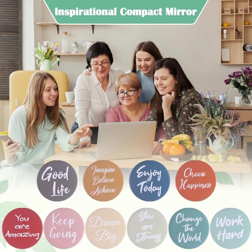 30 Pcs Employee Appreciation Gifts Bulk Inspirational Compact Mirror Round Small Makeup Mirror Portable Pocket Mini Mirror Thank You Gift for Women Nurse Teacher Team Coworker Staff
