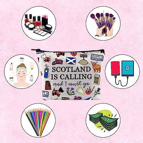 TSOTMO Scotland Makeup Bag Gift Edinburgh Gift Scotland Is Calling And I Must Go Zipper Bag Gift For Scottish (SCOTLAND)