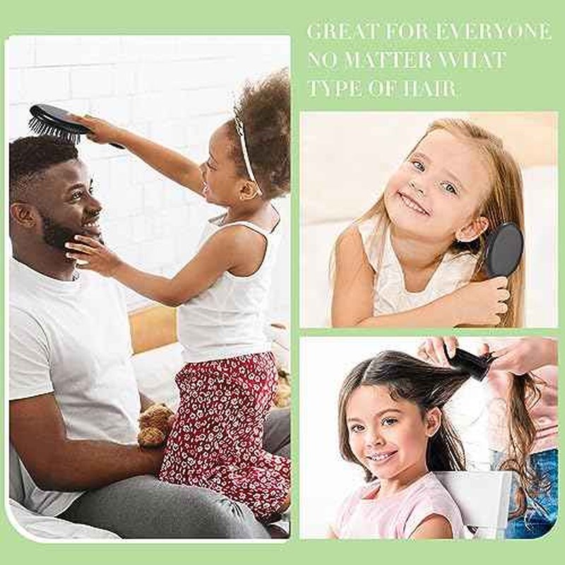 12 Pack Wet Small Hair Brush Combs Set, 6 Detangler Mini Brush Detangling Travel Hair Brush 6 Plastic Fine Wide Combs for Women Men Kids Toddler Girls Baby(Black)