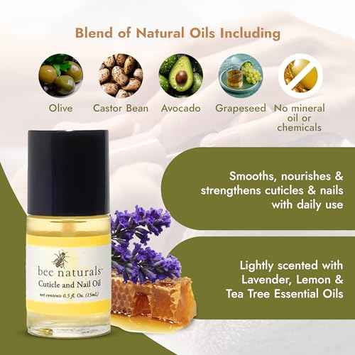Bee Naturals Nail & Cuticle Oil 0.5 oz - Heals Cracked Nails & Rigid Cuticles. Deep moisture for nails and cuticles. Contains rich avocado and castor oils. Massage into nails and cuticles.