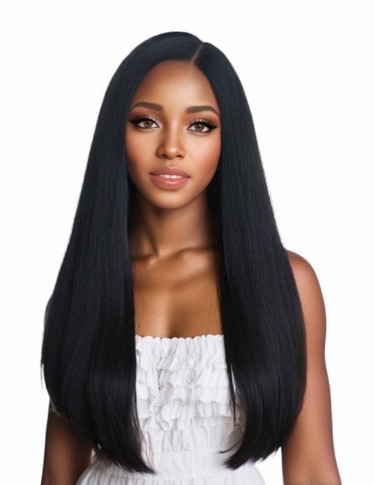 Joe Green 13x5" Free Part HD Lace Frontal Wig Synthetic Pre-Plucked Hair Straight (13x5 Natural Black Long Straight)