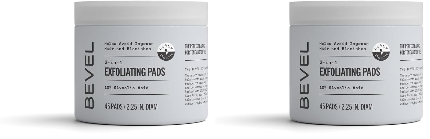 Bevel Glycolic Acid Toner Pads - Exfoliating Face Treatment for Even Skin Tone | 45 Count (Pack of 2)