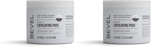 Bevel Glycolic Acid Toner Pads - Exfoliating Face Treatment for Even Skin Tone | 45 Count (Pack of 2)