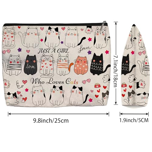 Cat Makeup Bag for Women - Lightweight Travel Pouch with Lining, High-definition, Double-Sided Printed, Funny Cat Gift Bags for Birthday & Christmas Gifts