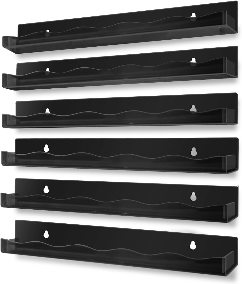 Acrylic Nail Polish Rack - 15" Wall-Mounted Organizer | Gel Polish Display Shelf, Black