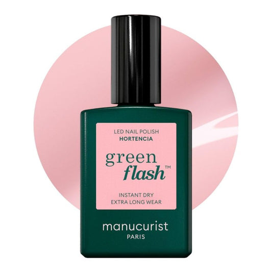 Manucurist Green Flash LED Sheer Pale Pink Hortencia Gel Nail Polish - Vegan, 12-Free, Plant-Based - Strengthens and Protects the Nail - Gel Polish - Made in France - 0.5 fl oz