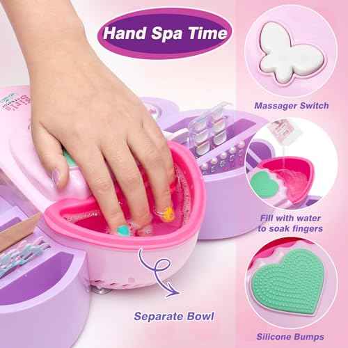 G.C Kids Nail Polish Set for Girls Toy 6-12 Years Old, Nail Art Kit Storage Desk with Nail Dryer&Hand Massage Spa Kit, Kid Manicure Salon Studio Stuff Christmas Birthday Gift Girl Ages 7 8 9 10 11 12