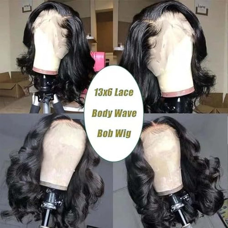 12 Inch Bob Wig Human Hair Short Body Wave Lace Front Wigs Human Hair 13x6 HD Lace Front Wigs for Women