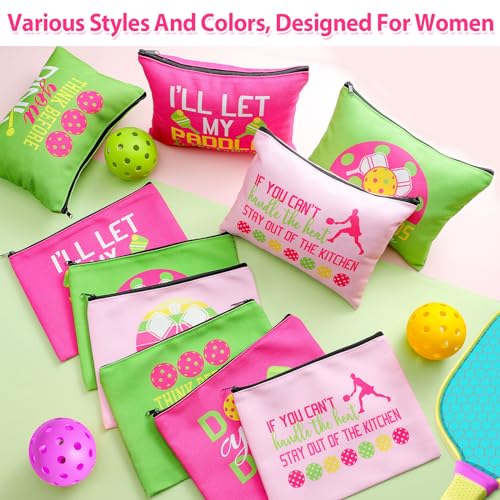 Paterr 12 Pieces Dink Ball Makeup Bags Sports Cosmetic Bag Funny Travel Organizer Zipper Pouch Dink Ball Lovers Gifts Christmas Gifts for Women Girls(Fashion Style)