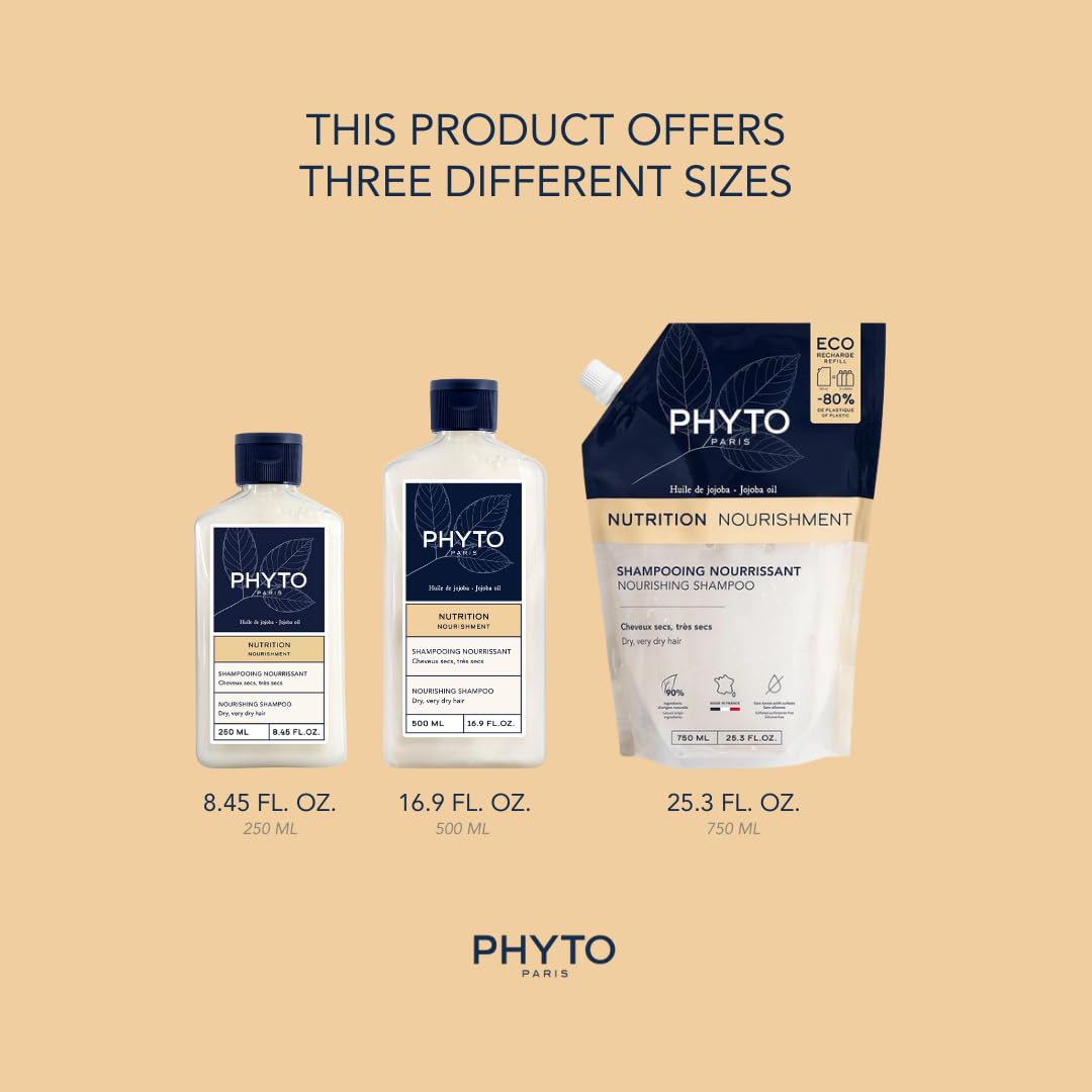 PHYTO NOURISHMENT Nourishing Shampoo with Jojoba Oil Sulfate Free for Dry Hair, Hydrating, Moisturizing Shampoo, 8.45 fl. oz.