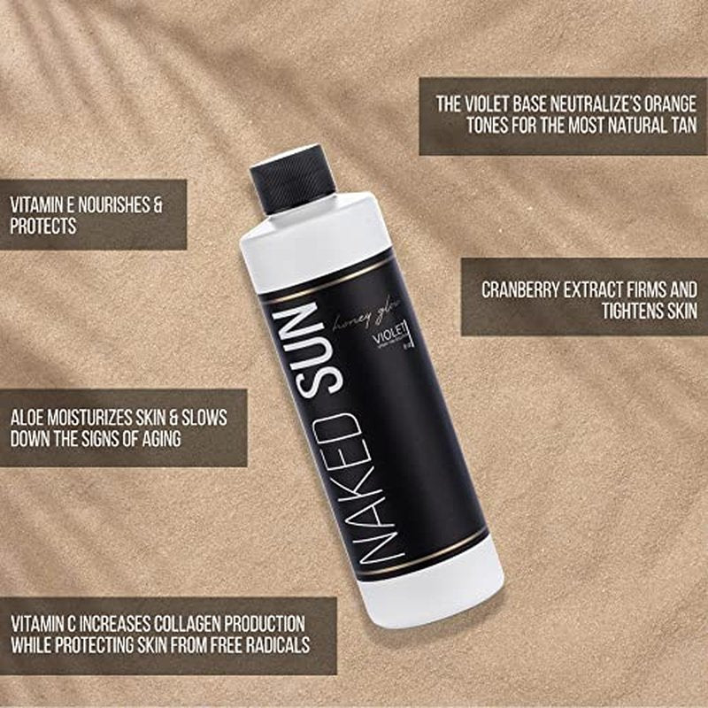 Naked Sun Honey Glow Violet Spray Tan Solution - 32 oz Airbrush Sunless Self Tanning Spray