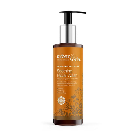 Urban Veda Soothing Facial Wash | Gentle Face Cleanser with Sandalwood Botanics | Moisturizing Face Wash for Dry Skin | For Mature & Inflamed Skin| Sensitive Skin Face Wash for Women & Men| 5.01 Fl oz