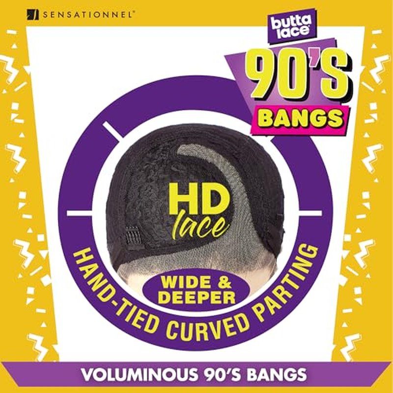 Sensationnel Butta Lace 90Sbangs Wigs - Unit 908 Glueless Wide Deep Part Synthetic Preplucked Hairline (BALAYAGEASHBLONDE)