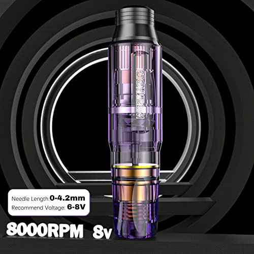 Wormhole Wireless Tattoo Machine Kit, Tattoo Gun with 1,050 mAh Capacity Power Supply- Tattoo Pen Kit WTK176(Purple+Black)