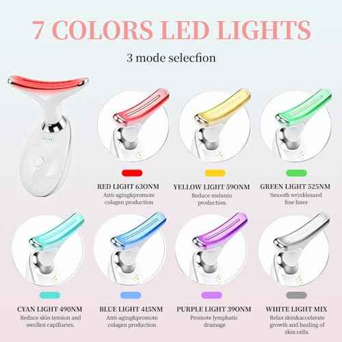 Red-Light-Therapy-for-Face and Neck, Face ?? culpting Wand with 7 Color, Anti ??rinkles Facial Massager for Face and Neck Tool for Skin Care (White)