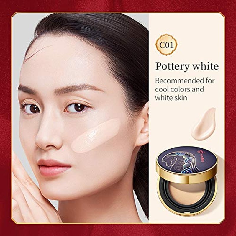 Zeesea Palace Identity Air Cushion BB Cream - Moisturizing Foundation & Concealer | Waterproof, Long-Lasting, Natural Cover (C01 Pottery White)