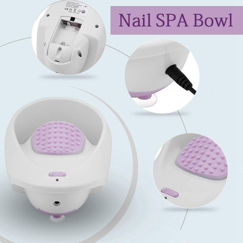 Electric Bubble Nail Soaking Bowl for Nail SPA with Air Bubble Vibrational Massage Nail Polish Remover for Soak Soothing Relaxing Manicure Machine Soften Cuticles