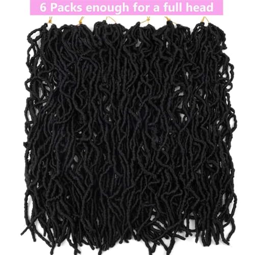 24 Inch Soft Locs Crochet Hair Pre Looped 6 Packs Faux Locs Crochet Braids Goddess Locs Dreadlocs Synthetic Hair For Black Women (1B, 24 Inch (Pack of 6))